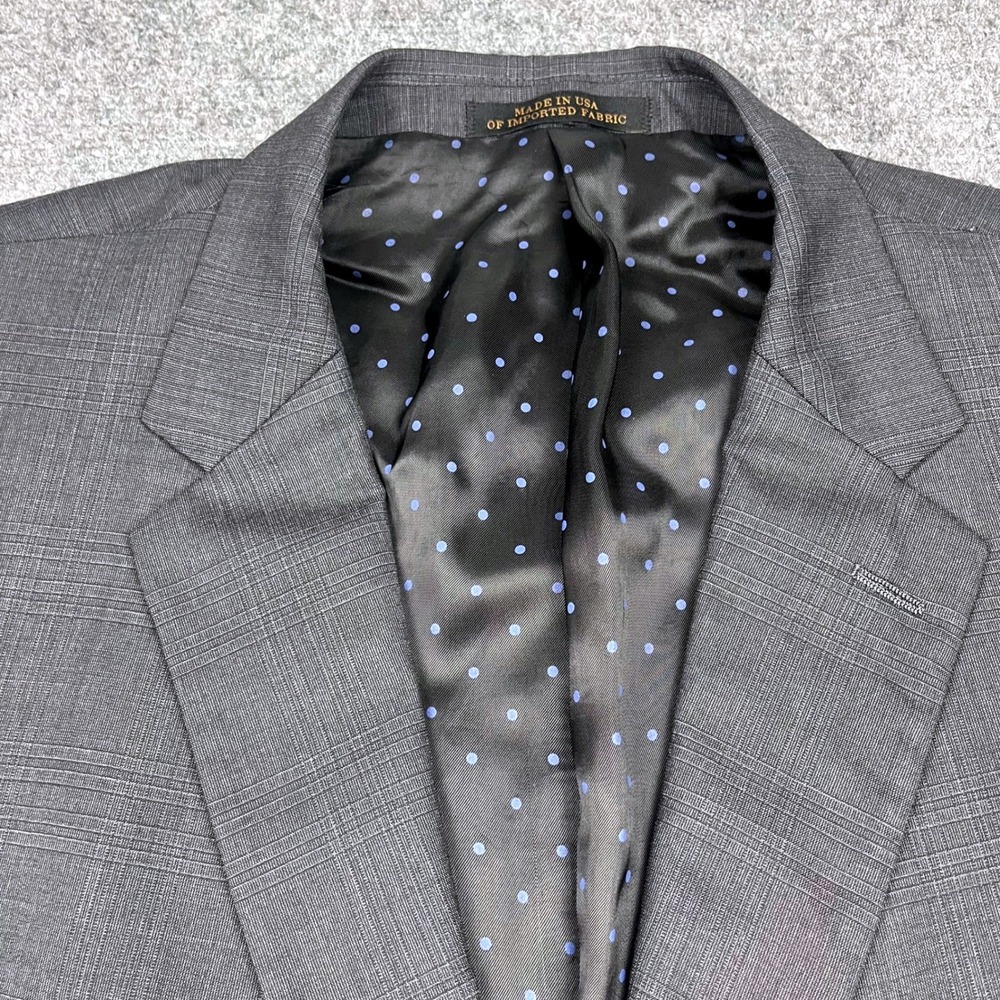 Jos A Bank Grey Glen Plaid Lanificio T.G. Di Fabio 130's 2 Piece Suit 50r 46x25 - Picture 3 of 16